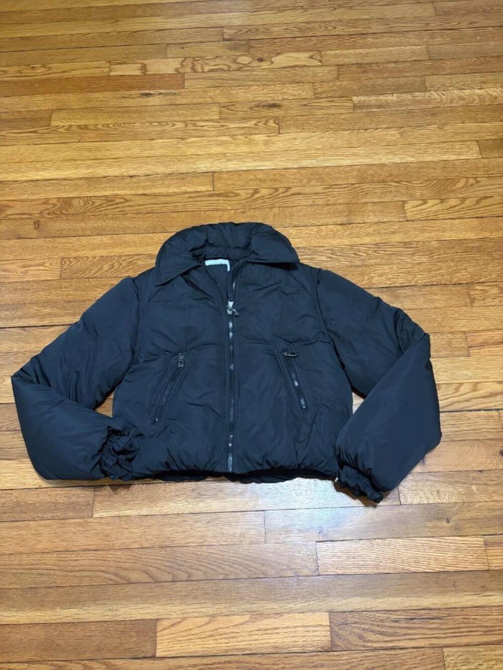 Urban Outfitters Women's Cropped Puffer Jacket Black Size XS Insulated Coat